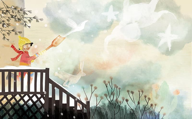 Le Pelleteur de nuages, illustration by Josée Bisaillon (6)