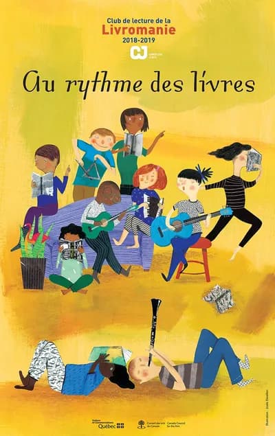 Au rythme des livres (Book beat), illustration by Josée Bisaillon